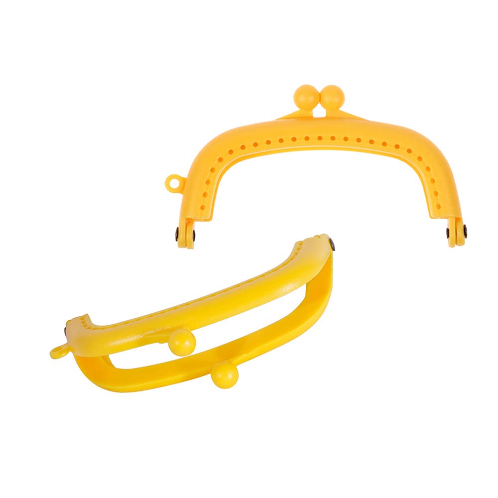 2-Piece Candy Color Plastic Purse Frame Handle Clasp Lock for DIY Coin Purse, Handbag Sewing Craft - Yellow | Perfect for DIY Handmade Wallets, Clutches & Small Bags