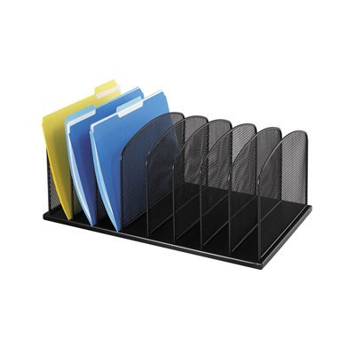 Onyx Mesh Desk Organizer with 8 Upright Sections - Black | Perfect for Office, Home & School Organization | Pencil Holder, File Sorter & Stationery Storage