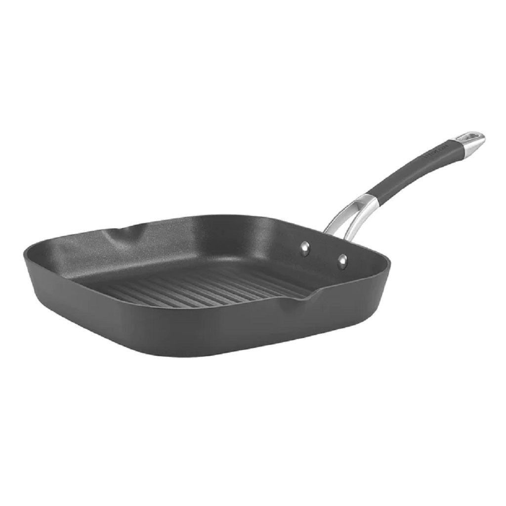 Anolon Endurance+ 28cm Nonstick Grill Pan with Pour Spouts - Heavy Duty Grill Pan for Steak, Chicken & Vegetables - Perfect for Indoor & Outdoor Cooking, BBQ, Camping & Home Kitchen Use