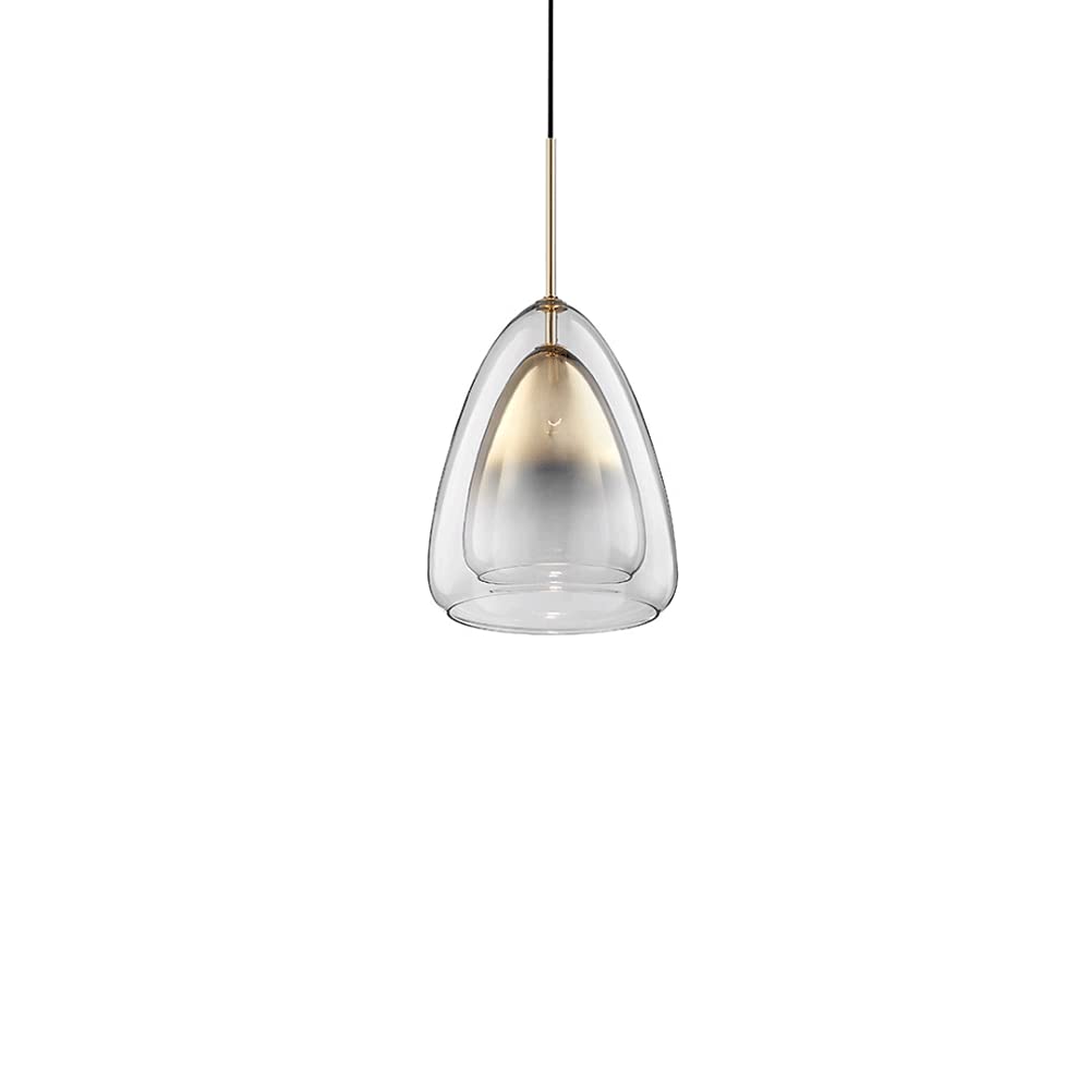Modern Glass Pendant Light - Minimalist Double Layer Ceiling Lamp with Gradient Gold Finish for Living Room, Dining Room, Office | Stylish Home & Workspace Lighting Decor