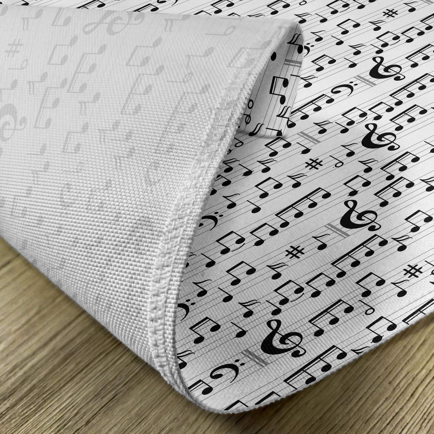 Ambesonne Music Themed Place Mats Set of 4 - Abstract Musical Notes & Clef Design Washable Fabric Table Mats for Dining Room & Kitchen Decor (Black & White) | Perfect for Music Lovers, Dinner Parties & Themed Home Decor