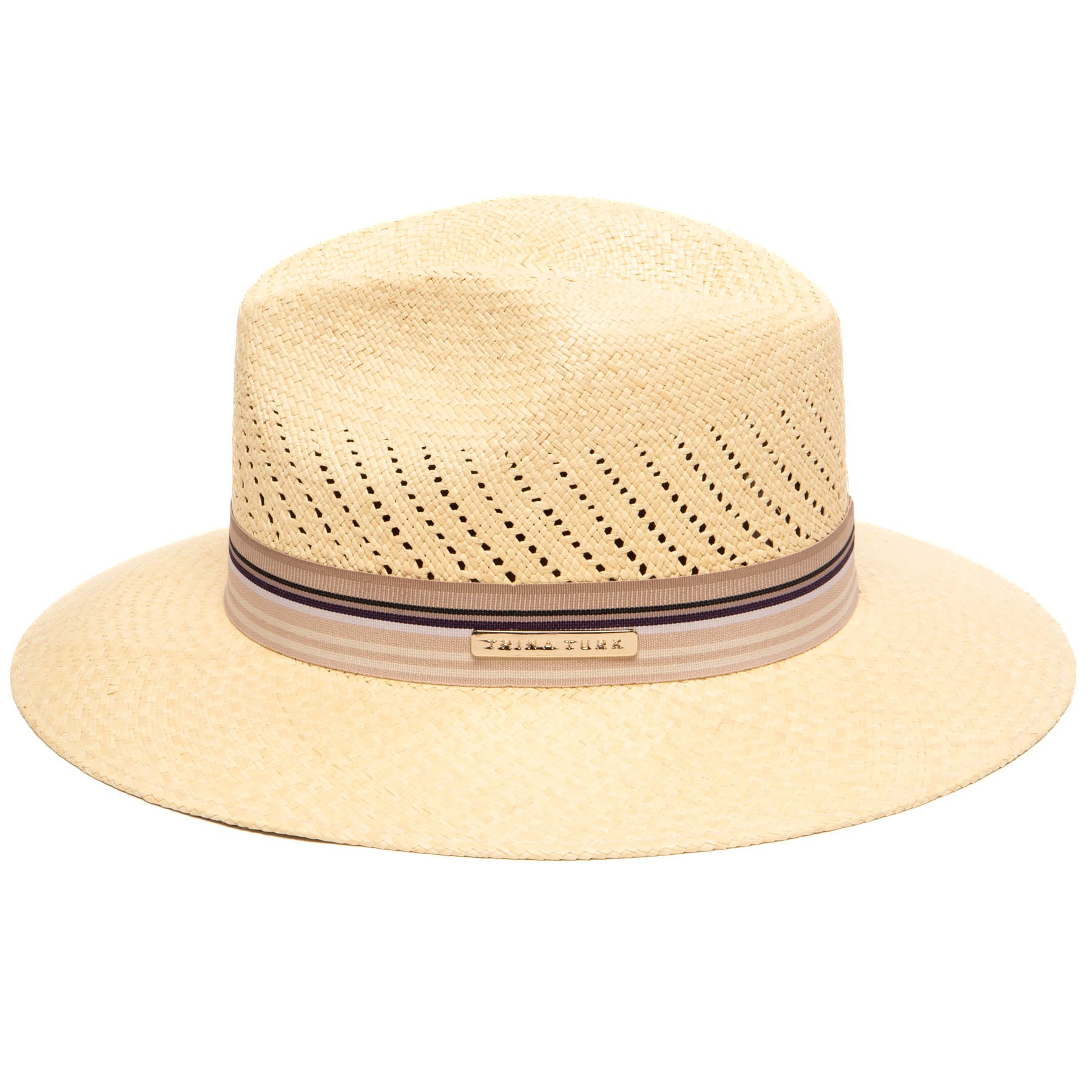 Trina Turk TRT1006 Women's Fedora Hat - Stylish Wide Brim Sun Hat for Outdoor, Beach, and Summer Fashion