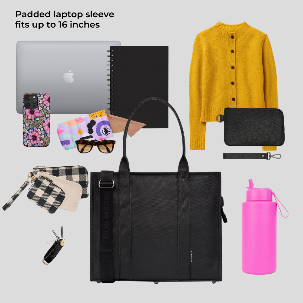 Large Bon Vivant Structured Tote Bag in Black - Stylish & Spacious Handbag for Work, Travel & Everyday Use