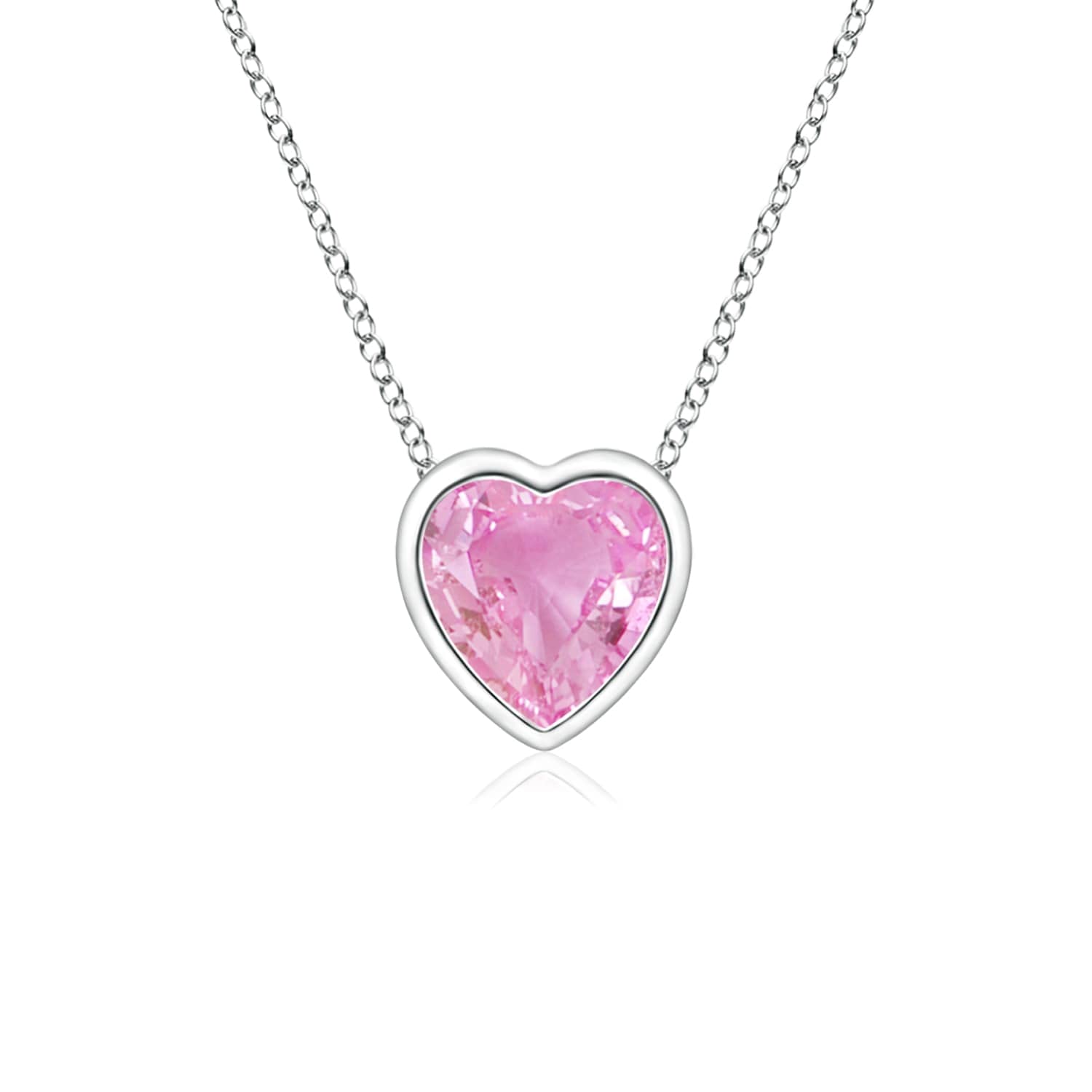 Angara Bezel-Set Solitaire Heart Pink Sapphire Pendant Necklace - 0.25 Carat Natural Pink Sapphire Jewelry for Women - Perfect Gift for Valentine's Day, Anniversary & Special Occasions