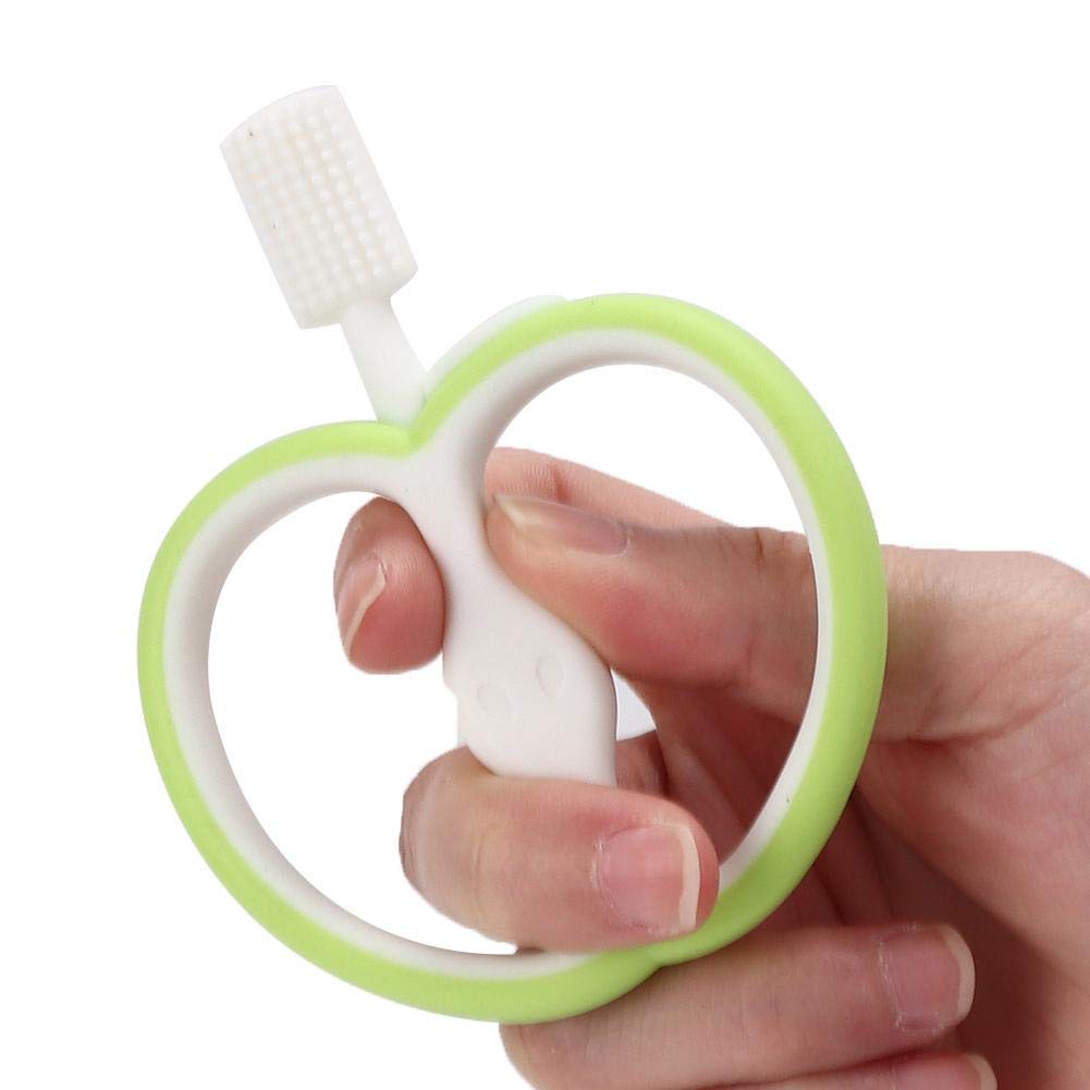 Baby Silicone Toothbrush - Soft Ring Handle Teeth Cleaner for Infants & Toddlers | Gentle Oral Care for First Teeth | Perfect for Home, Travel & Daycare (Green)