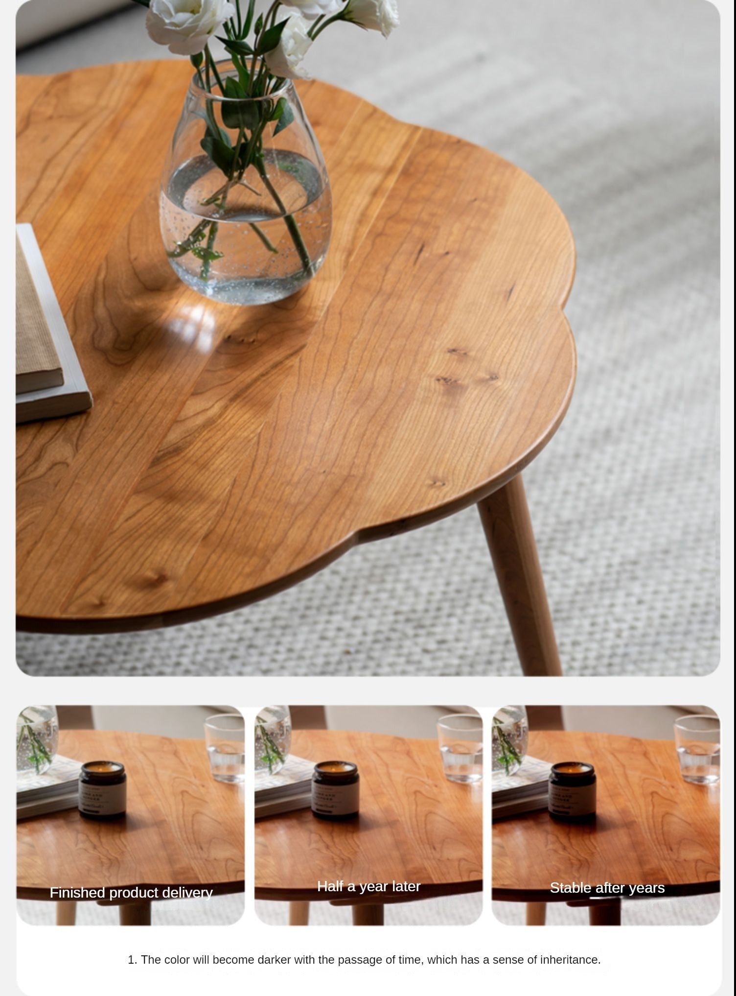 Premium Black Walnut & Cherry Solid Wood Coffee Table - Handcrafted Rustic Modern Living Room Centerpiece for Home Decor