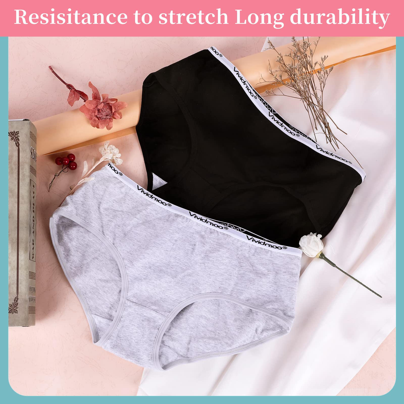 6-Pack Women's Stretchy Cotton Hipster Briefs - Soft, Breathable & Lightweight Underwear with Mid-Rise Waist - Perfect for Everyday Wear, Yoga & Lounge
