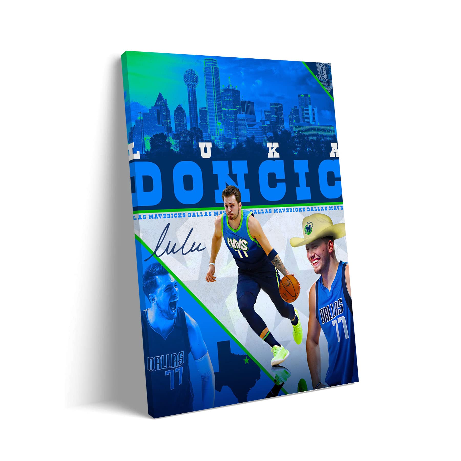 Luka Doncic Canvas Wall Art - 24x36 Framed Basketball Poster for Sports Fans | Perfect for Home Decor, Man Cave & Game Room