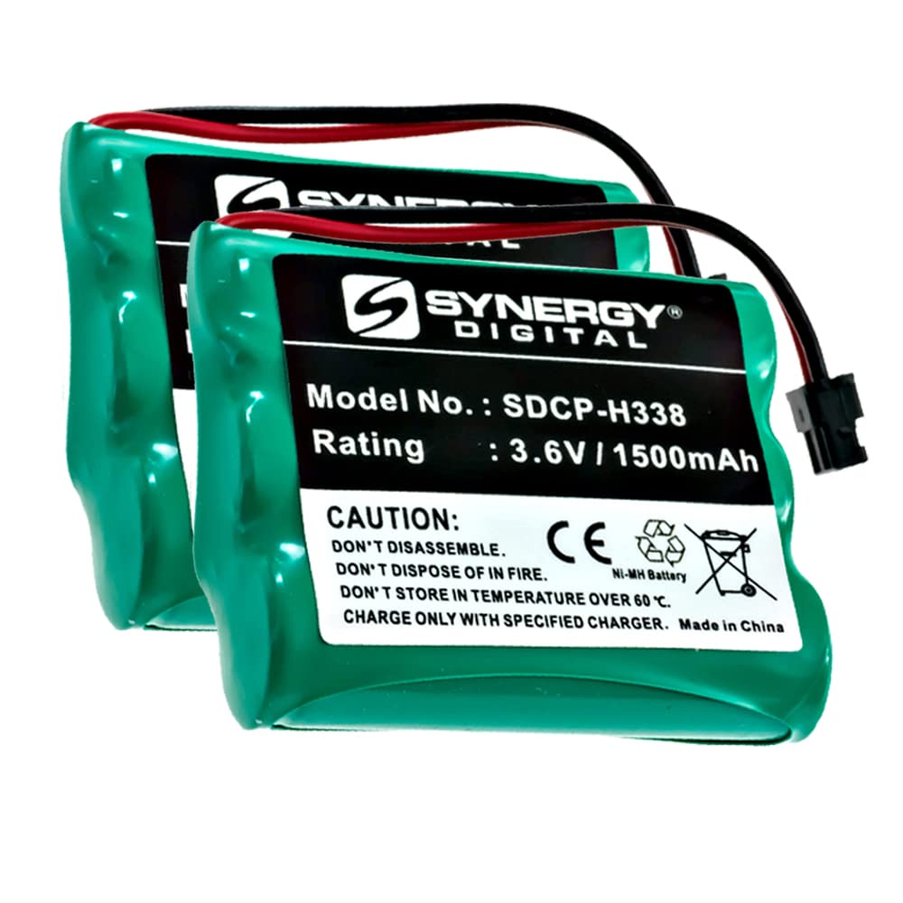 Synergy Digital Cordless Phone Batteries - 2 Pack Ni-MH 3.6V 1500mAh Replacement Batteries for Panasonic KX-TC917 Cordless Phones | Long-Lasting Power for Home & Office Communication
