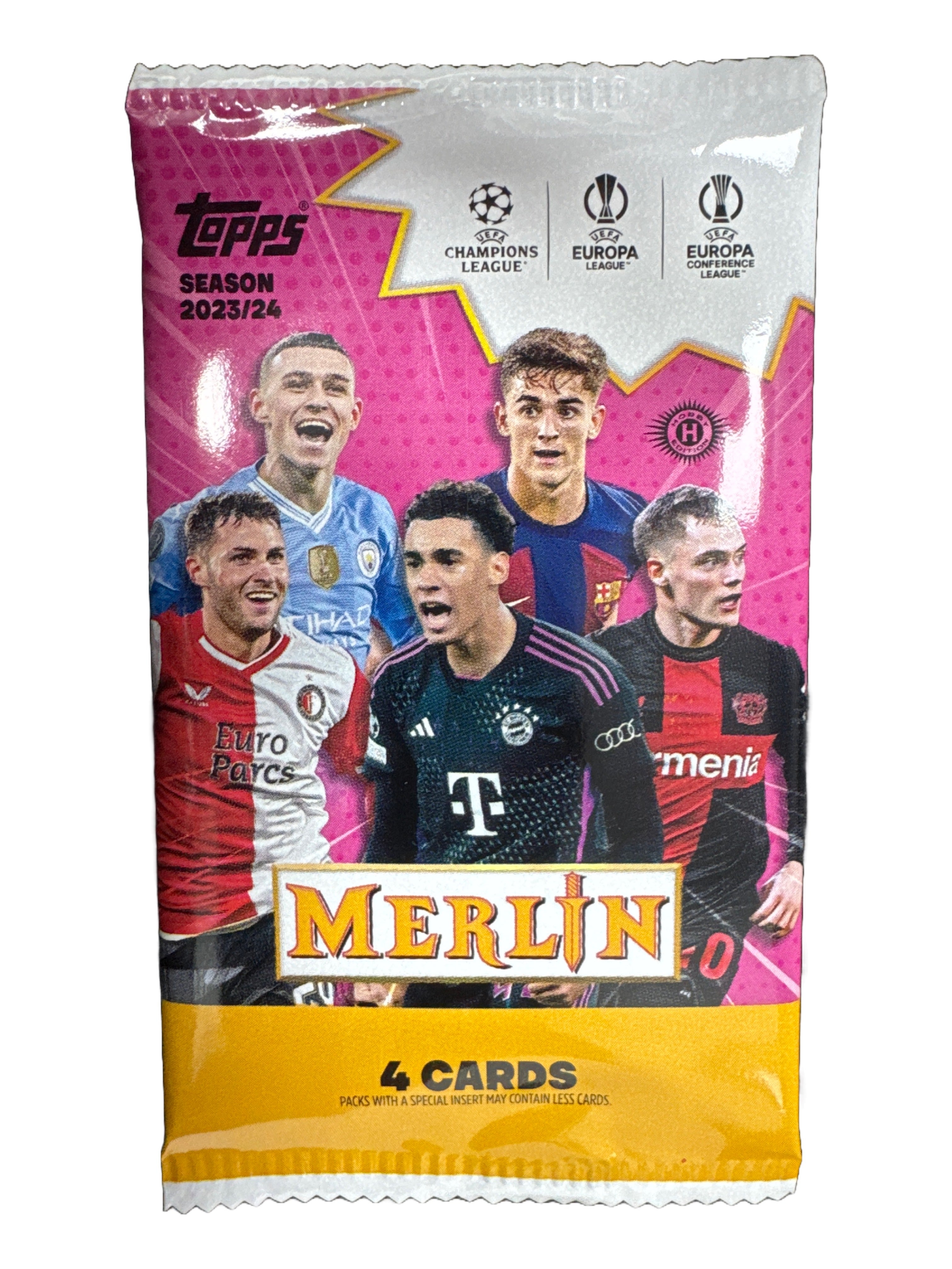 Topps UEFA Club Competitions Merlin Chrome Soccer Cards 23/24 Season - Single Pack | Collectible Trading Cards for Soccer Fans & Gift for Sports Enthusiasts