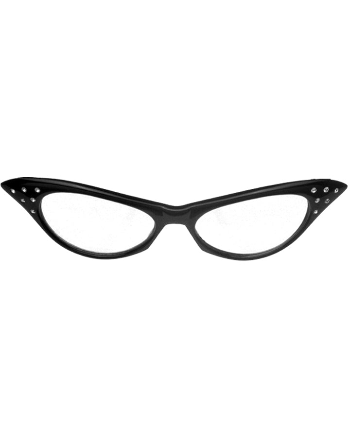 Vintage 1950s Black Rhinestone Cat Eye Sunglasses – Retro Women's Fashion Accessories for Parties, Costumes & Everyday Glamour