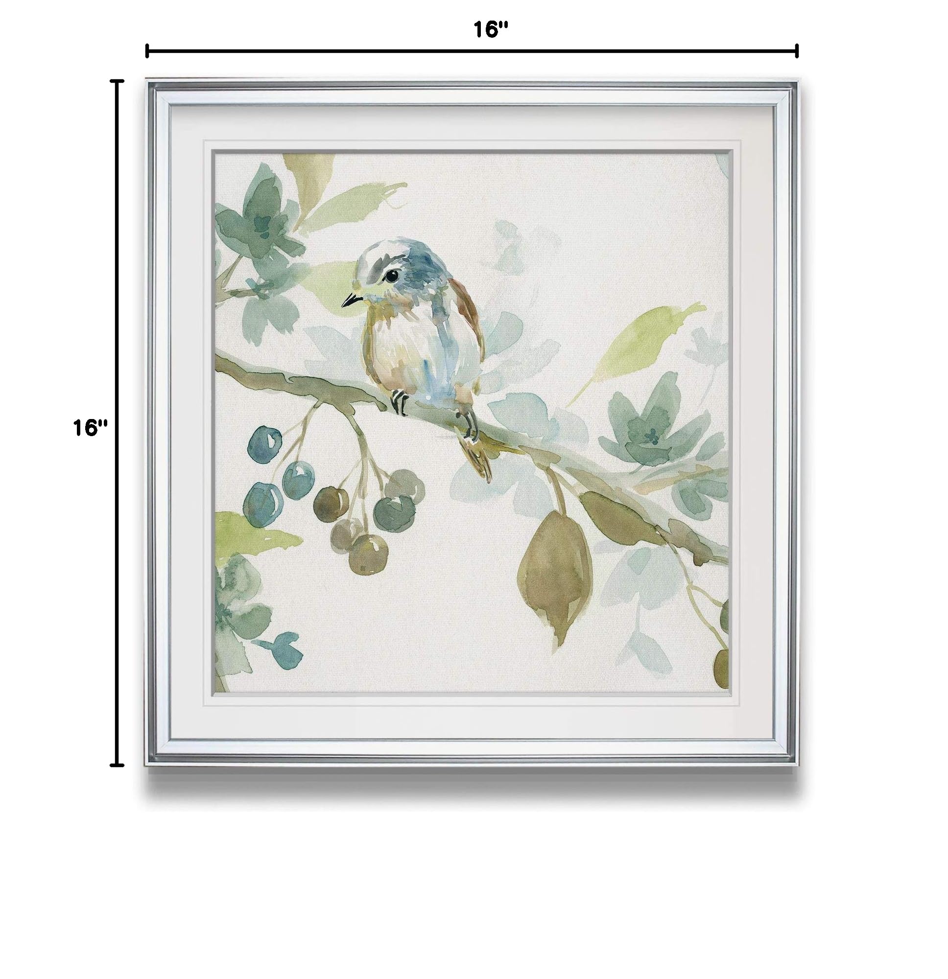 Spring Melody II Contemporary Bird Art Painting - Framed Giclee Canvas Print, Scenic Animal Wall Decor for Living Room & Bedroom