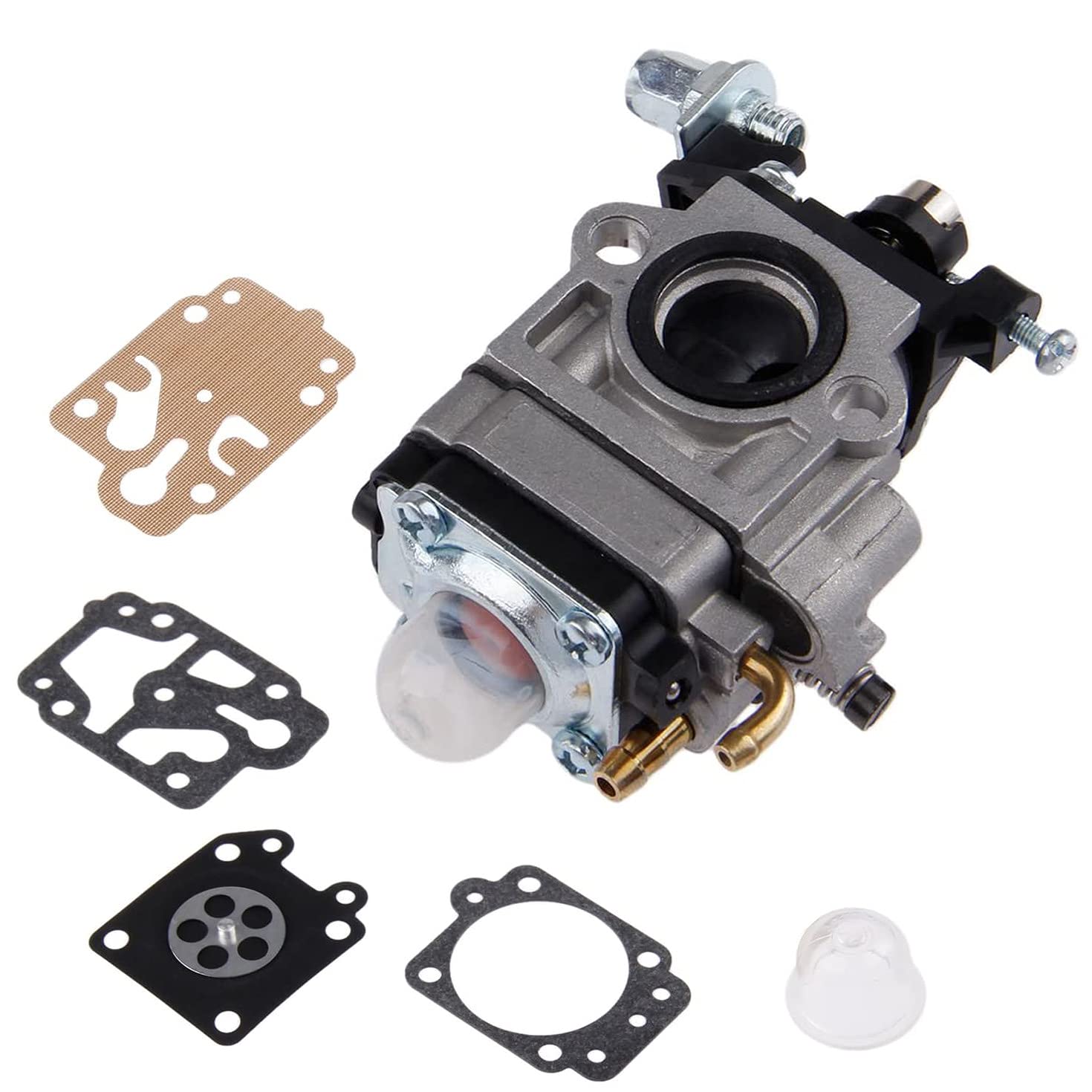 Queta 2-Stroke Carburetor for 40-52CC Brush Cutter Engine - Complete Repair Kit with Diaphragm Seal & Primer Bulb Base - Ideal for Trimmer, Weed Wacker, and Landscaping Tools