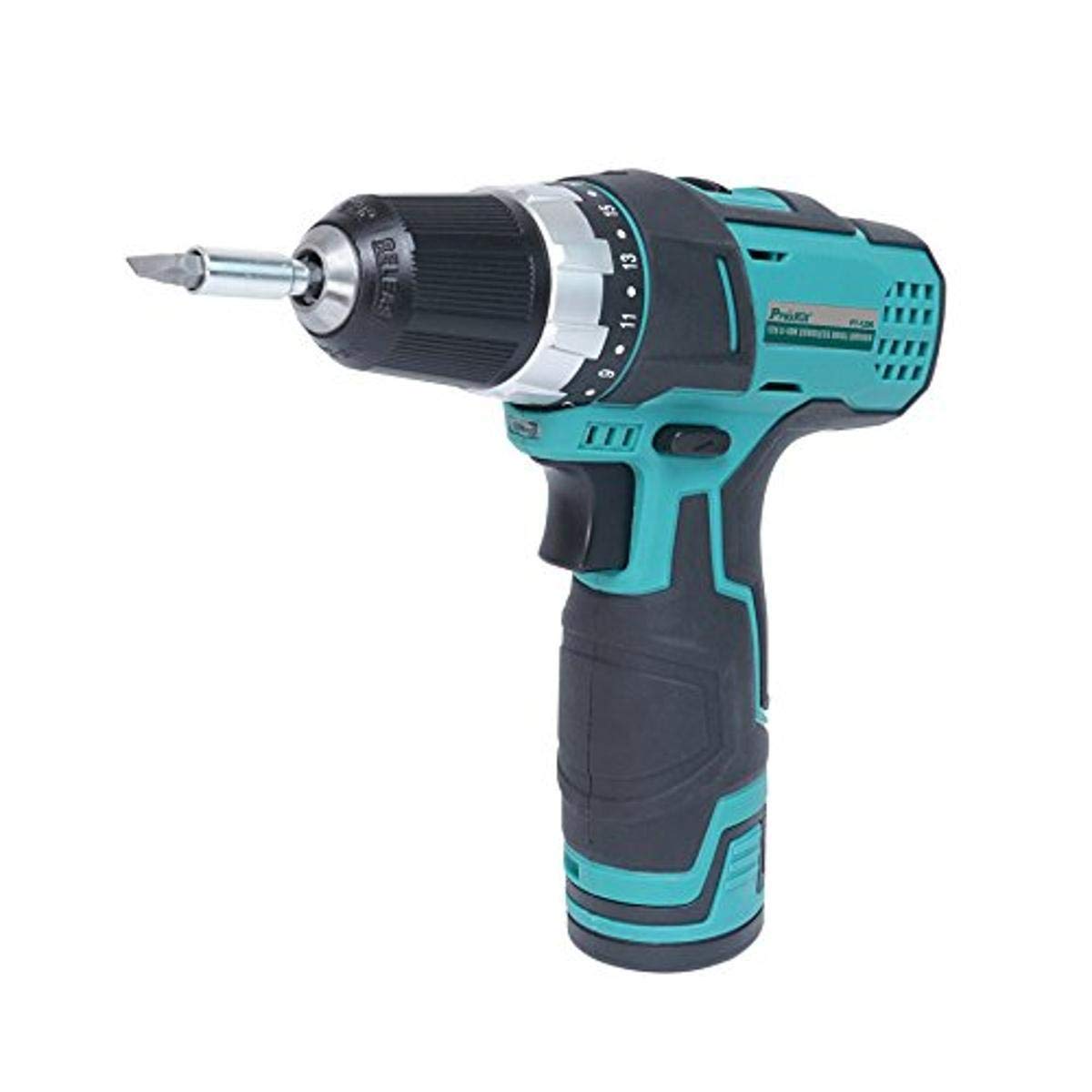 Pro'sKit PT-1206A 20V Lithium-Ion Cordless Drill Driver with 2 Batteries & 30+1 Torque Settings - Perfect for DIY Projects, Home Repairs, and Professional Construction Work