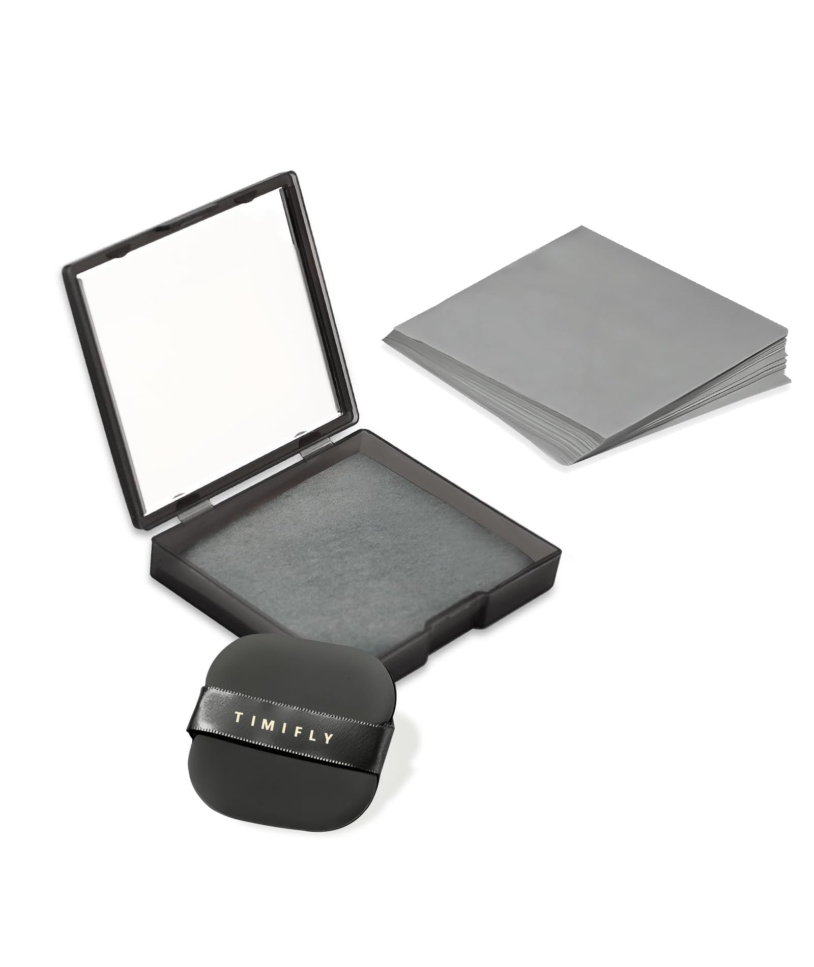 200 Pcs Oil Absorbing Blotting Papers for Oily Skin - Matte Finish Facial Blotting Sheets with Built-in Mirror & Powder Puff - Portable Compact for Men & Women - Perfect for On-the-Go Shine Control & Makeup Touch-Ups