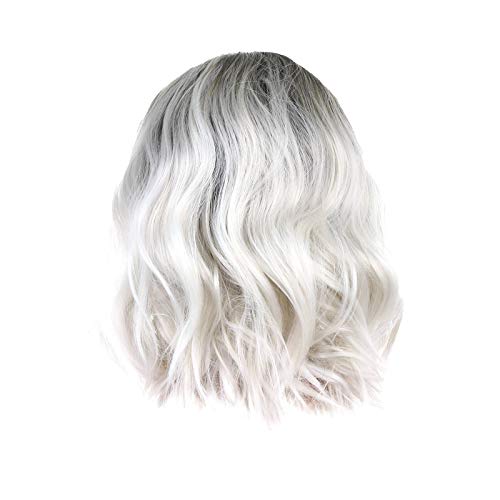 Gradient Headband Wig for Women - Rose Mesh Short Hair Wig with Front Lace, Human Hair Straight Wig | Perfect for Cosplay, Daily Wear & Special Occasions