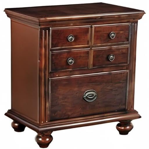 BOWERY HILL 2-Drawer Solid Wood Nightstand - Cherry Finish Transitional Bedside Table for Bedroom, Living Room & Guest Room - Stylish Storage with Two Drawers