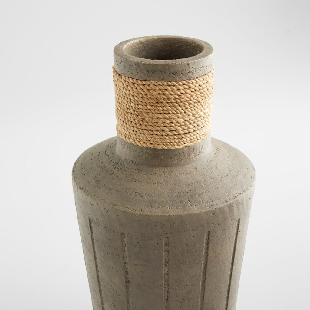 Cyan Design 11556 Hydria Vase - Natural Taupe Squat Ceramic Vase for Home Decor, Centerpiece, Wedding, Living Room, Dining Table