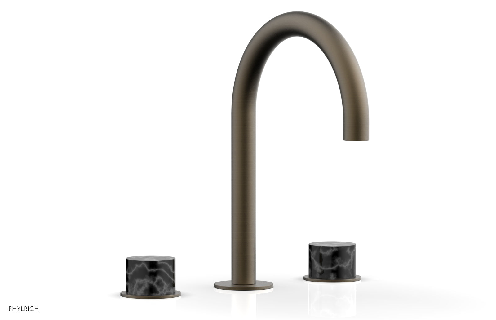 Premium BASIC II Widespread Bathroom Faucet with Black Marble Handles - 8 Inch Centerset, Matte Black Finish for Modern Vanities - Perfect for Guest Bathrooms & Powder Rooms