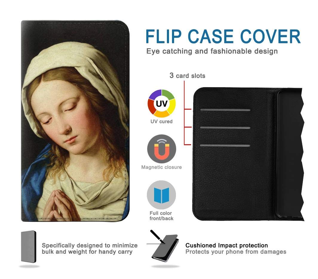 Virgin Mary Prayer PU Leather Flip Case Cover for iPhone 7/8/SE (2020) - Religious Gift & Phone Protection for Church, Daily Use