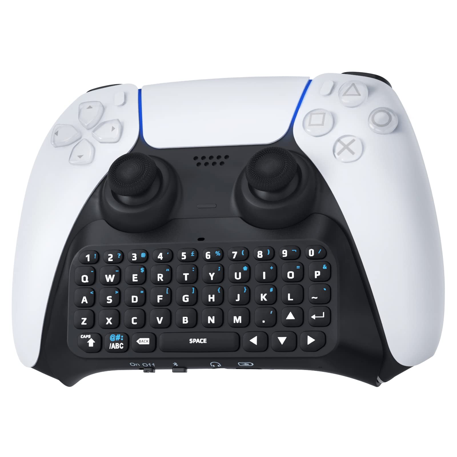 TiMOVO Wireless Bluetooth Keyboard for PS5 Controller - Mini Gaming Keyboard with Built-in Speaker & Audio Jack | Compatible with PS5 Accessories for Messaging, Live Chat & Online Gaming (Black) | Perfect for PS5 Gaming, Streaming & Social Media Interaction