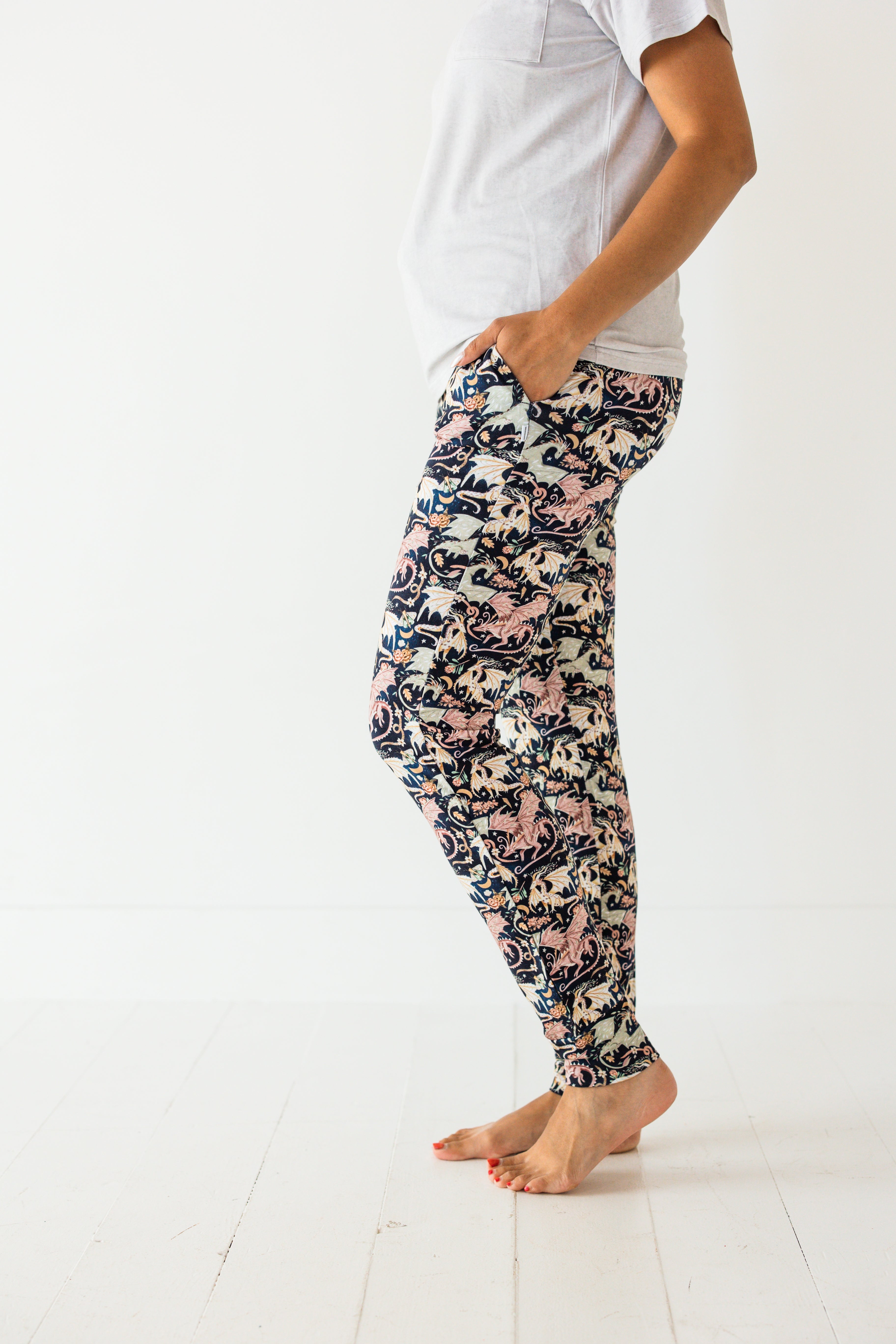Women's Modal Jersey Joggers - Soft Comfortable Lounge Pants for Yoga, Running & Home Wear - Dancing Dragons Athletic Leisure Pants