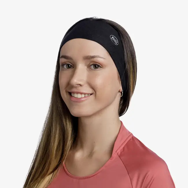 Buff Black Coolnet UV Ellipse Adult Headband - Moisture Wicking Sun Protection for Running, Hiking & Outdoor Sports