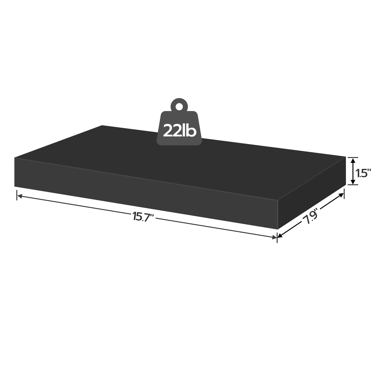 HOOBRO 15.7 Inch Floating Wall Shelves Set of 2 - Modern Invisible Bracket Shelving for Bathroom, Bedroom, Kitchen & Office Decor - Perfect for Displaying Photos, Plants & Home Accessories - Black (BK40BJ01)