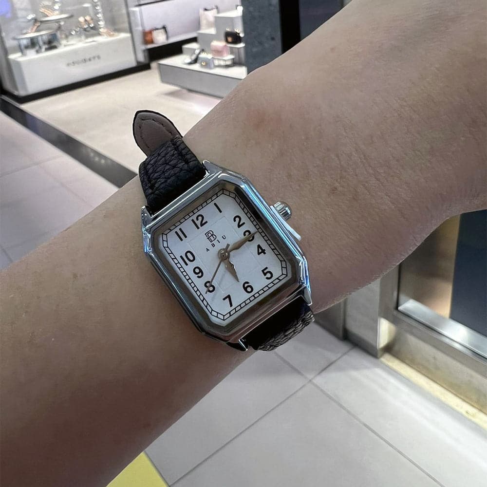 Elegant Analog Black Leather Strap Women's Watch AB 6111 S BK L - Perfect for Office, Party & Everyday Wear