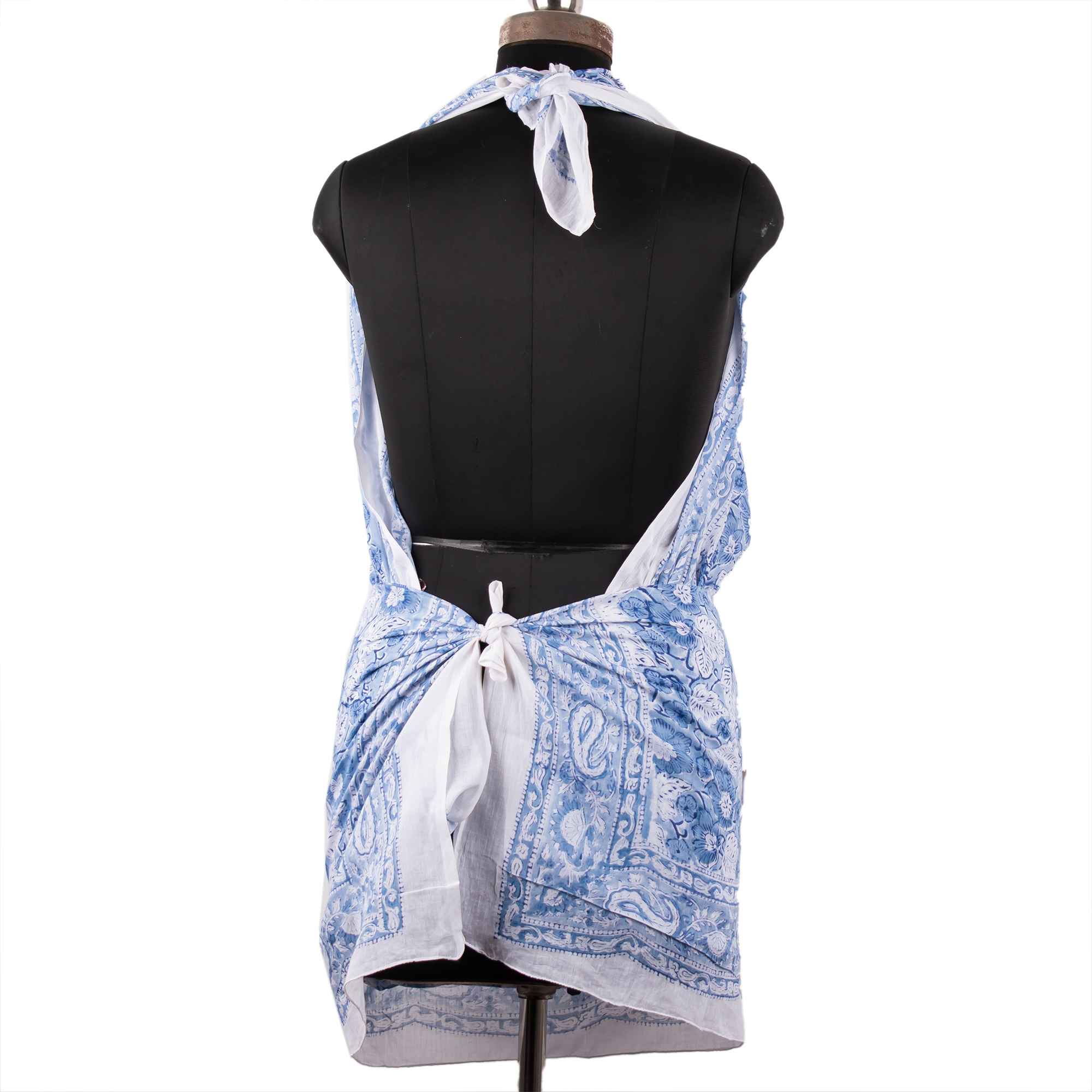 Light Blue & White Floral Sarong - Breathable Beach Wrap, Summer Cover Up for Women - Perfect for Beach Vacations, Poolside Lounging & Tropical Getaways