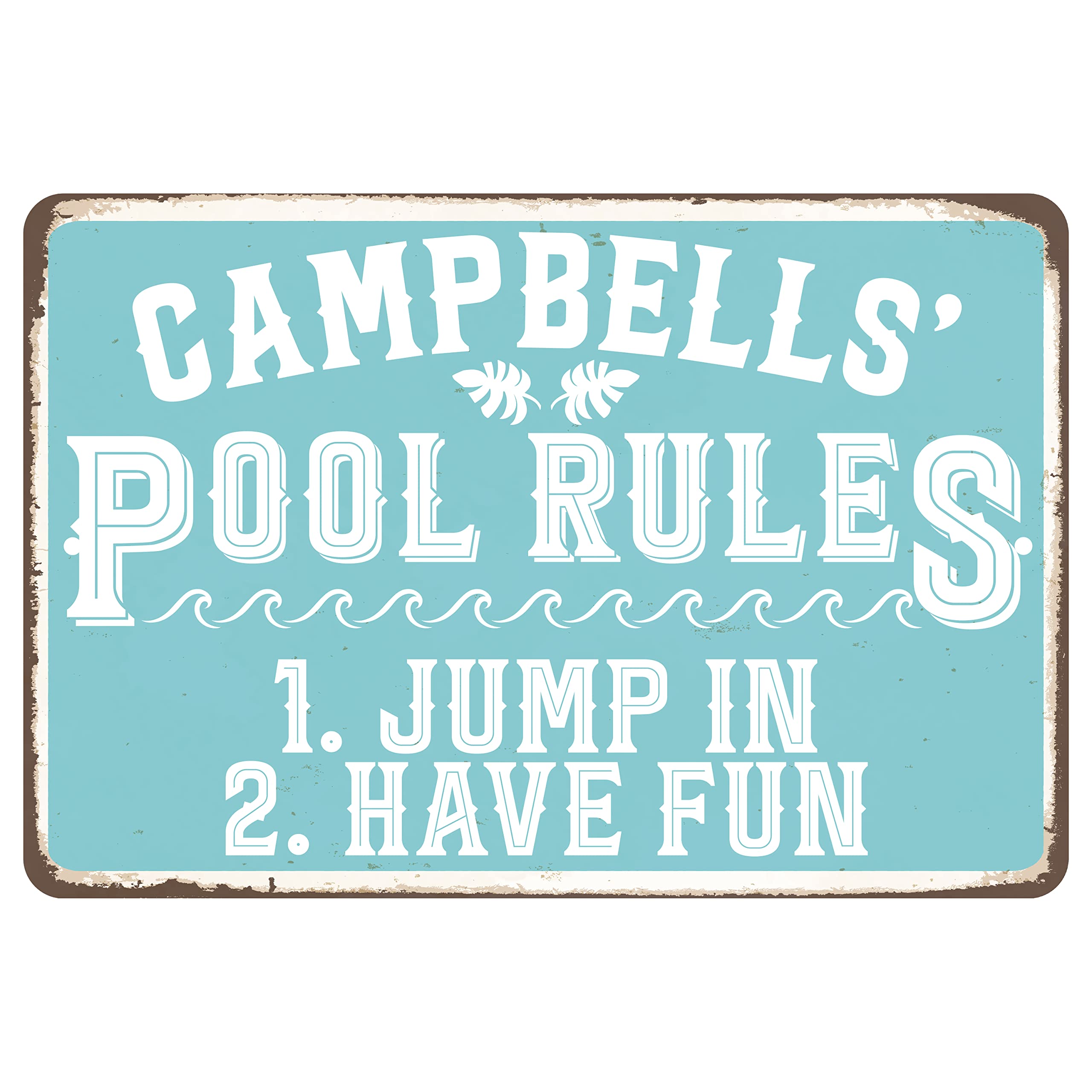 Personalized Pool Sign with Name - Custom Metal Sign for Garden, Patio, Hot Tub & Pool Deck | 7 Unique Designs | Funny Backyard Decor & Gift for Swimming Pool Owners | Perfect for Outdoor Decor, Housewarming & Pool Party Gifts