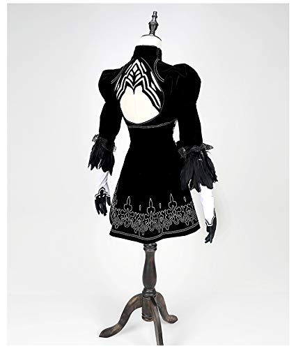 ZNZXYCOS Adult Anime No.2 Type B Cosplay Costume - Black Tight Dress & White Wig Set for Women | Halloween, Cosplay Events & Anime Conventions