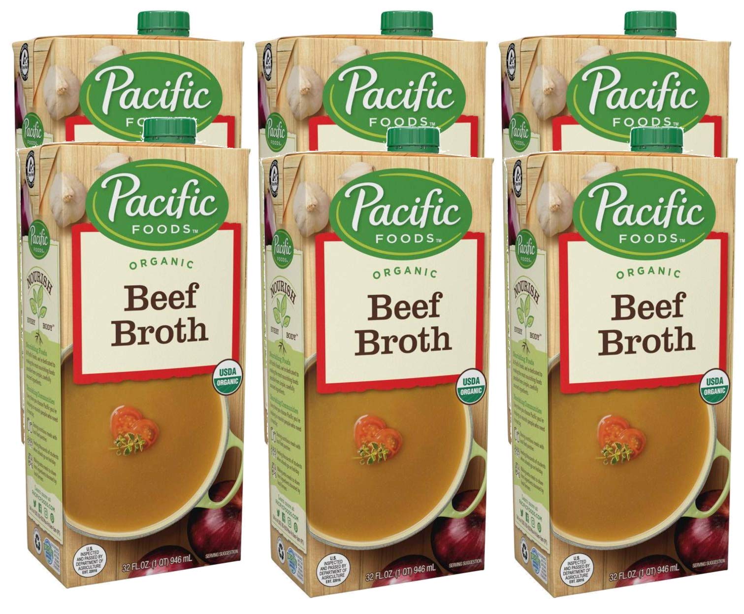 Pacific Foods Organic Gluten-Free Beef Broth - 6 Pack (32 fl oz Each) | USDA Certified | Keto & Paleo Friendly | Perfect for Soups, Stews & Cooking Recipes