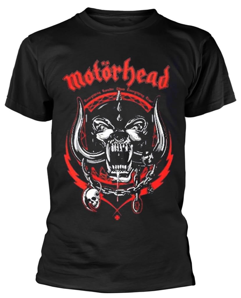 Motorhead Overkill Official Men's T-Shirt - Black with Red Lightning Wreath Logo (Medium) | Vintage Band Tee for Concerts, Gifts & Rock Music Fans