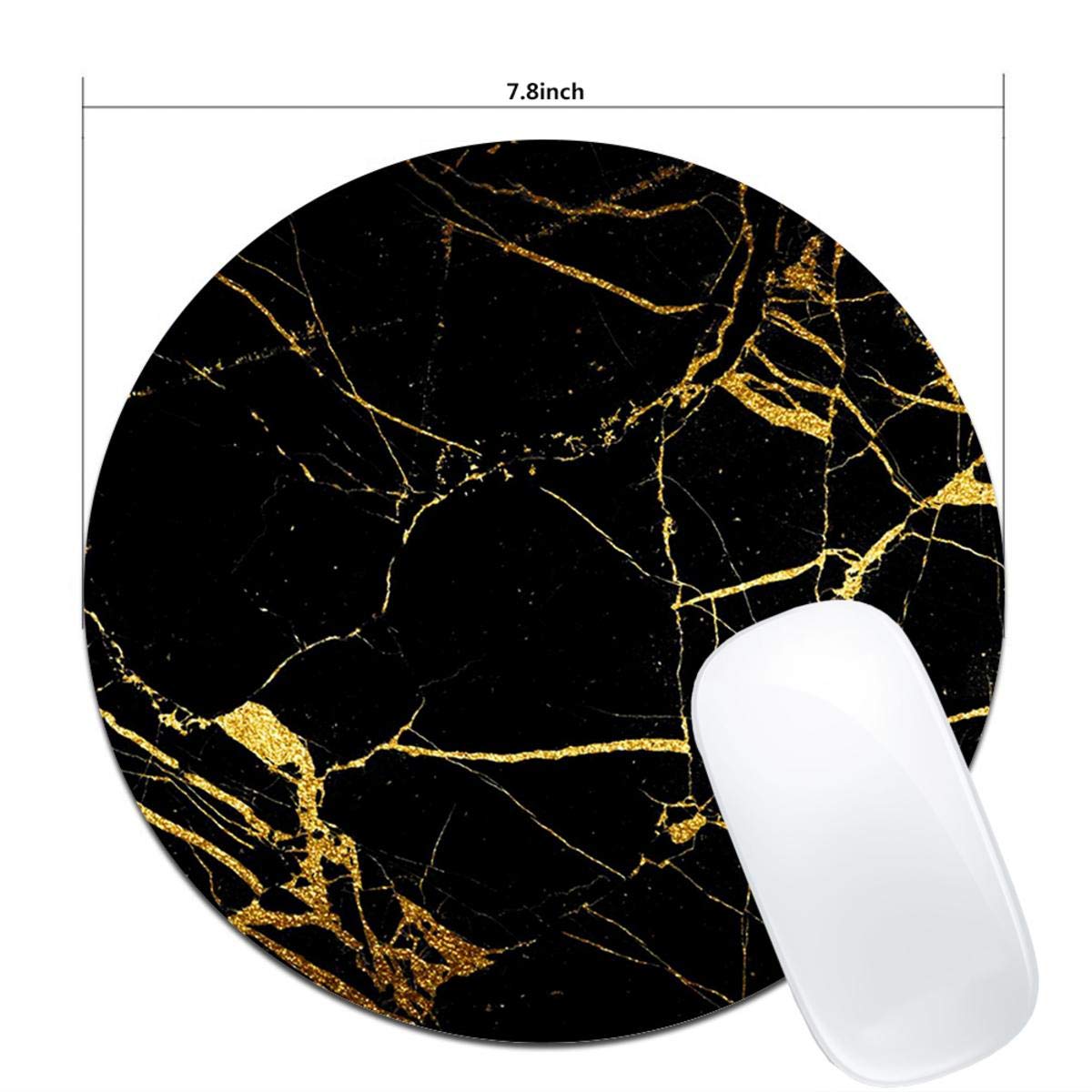 Premium Black Gold Marble Mouse Pad - Non-Slip Rubber Base for Office & Gaming | Custom Round Desk Accessory for Computer & Laptop | Perfect for Workstations, Home Offices & Gaming Setups