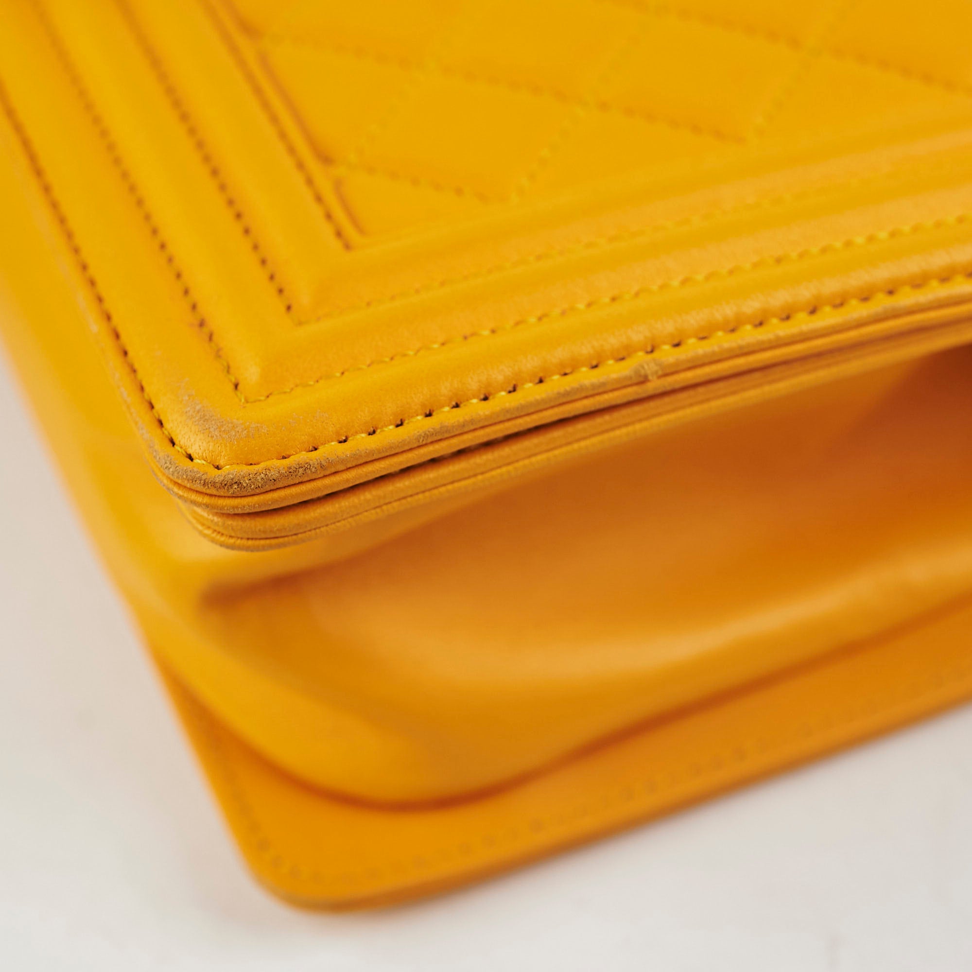 Chanel Old Medium Boy Bag in Lambskin Leather - Classic Yellow Luxury Handbag for Women | Perfect for Evening Events, Parties & Fashion Outings