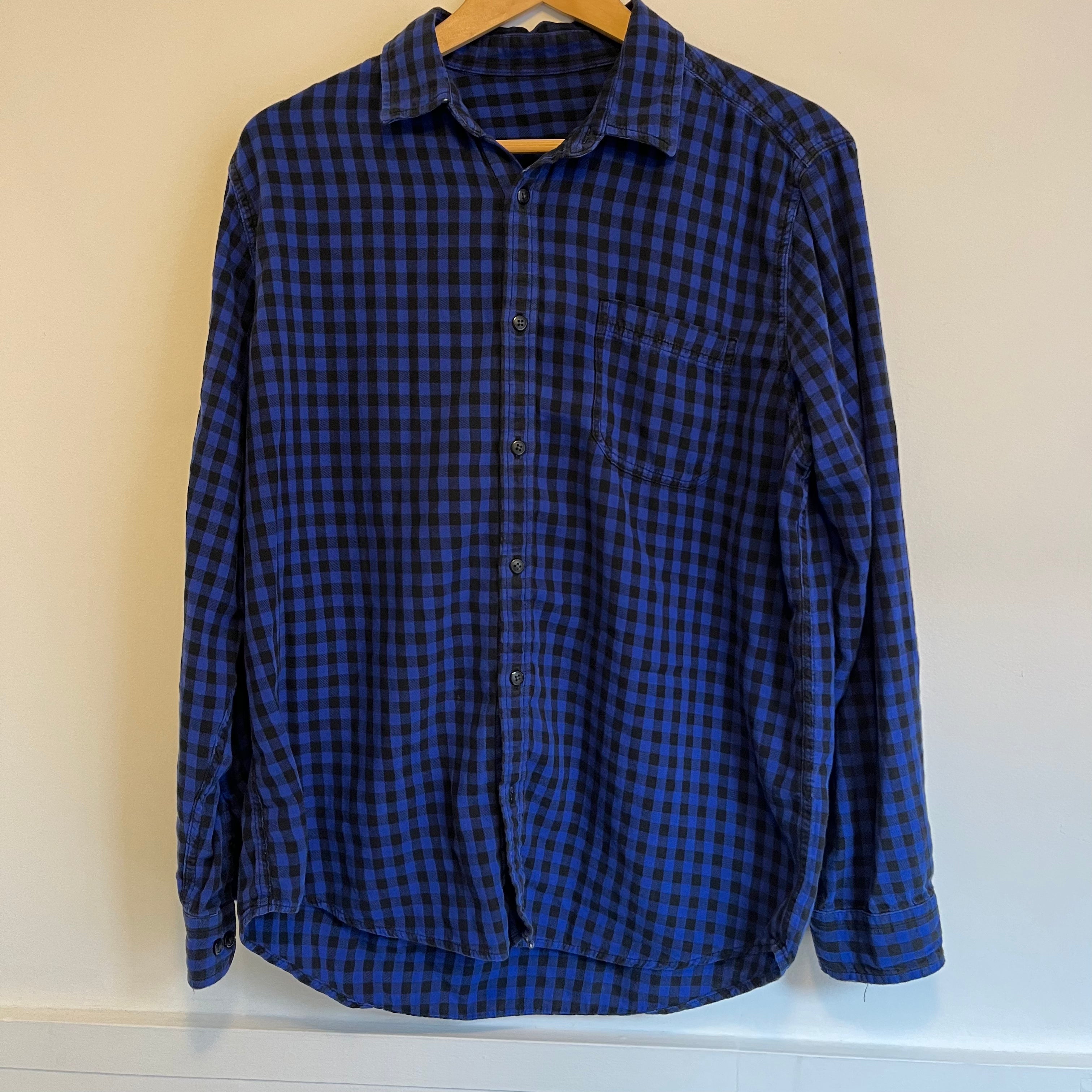Blue Plaid Button Up Shirt for Men - Casual Long Sleeve Flannel Shirt | Perfect for Outdoor Adventures, Camping, and Fall Layering