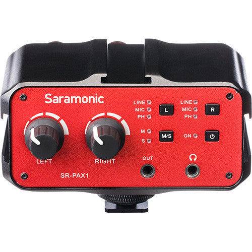 Saramonic SR PAX1 Dual Channel Audio Mixer with Preamp & Microphone Adapter for Podcasting, Live Streaming, and Video Recording