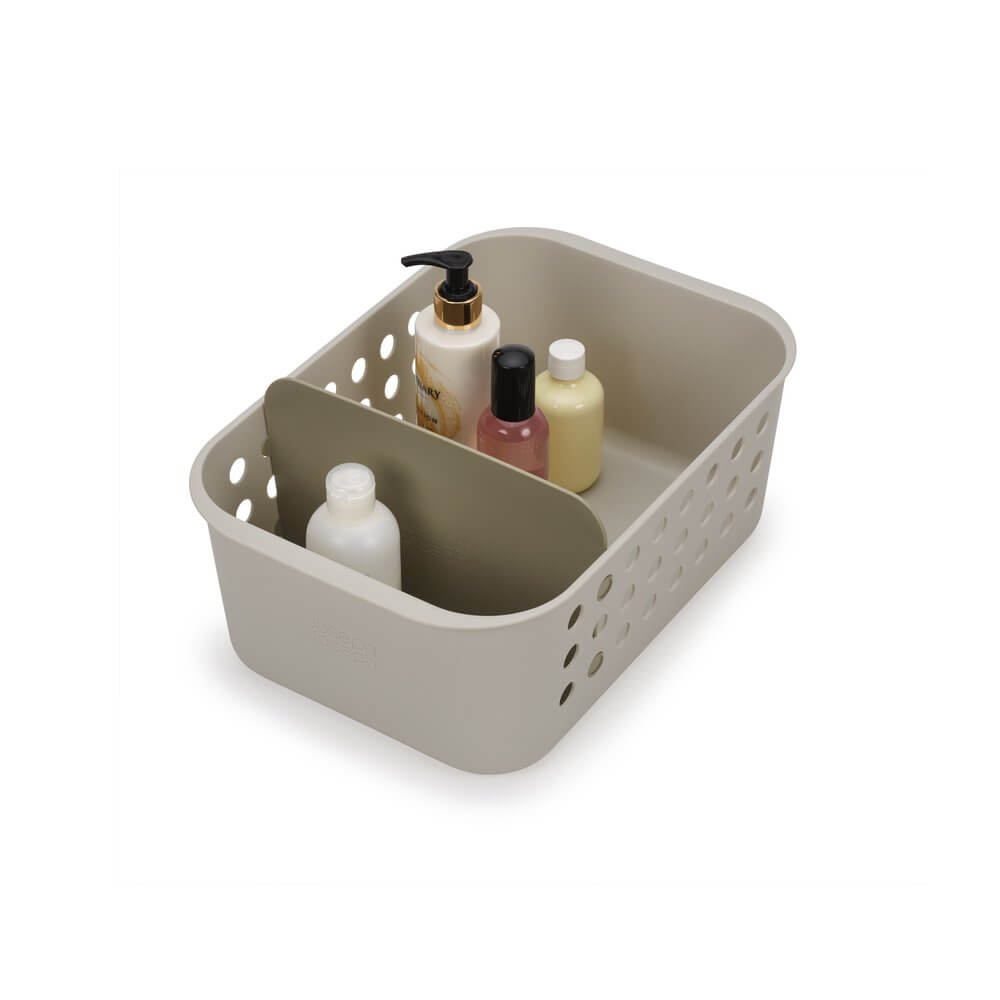 Joseph Joseph EasyStore Large Bathroom Storage Basket - Water-Resistant Organizer for Towels & Toiletries | Perfect for Bathroom, Spa & Vanity Organization (Ecru)