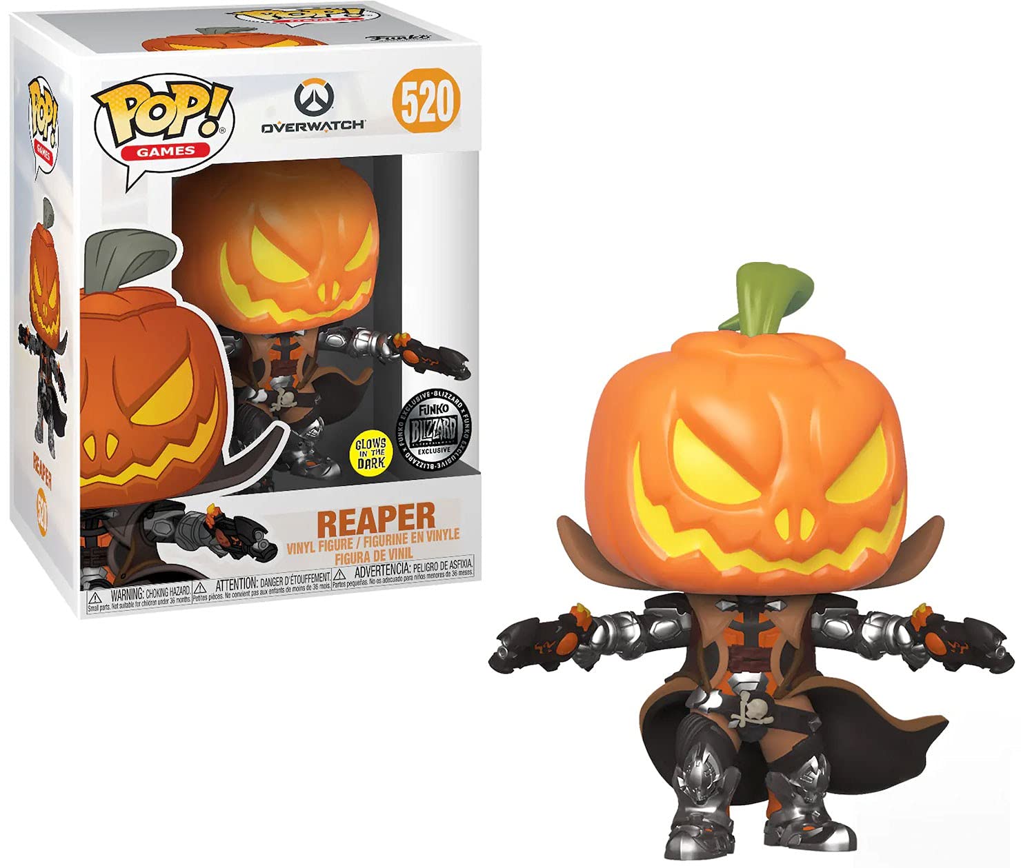 Funko Pop! Overwatch Reaper Glow in The Dark Pumpkin Exclusive Collectible Figure - Perfect for Gaming Fans, Halloween Decor & Pop Culture Displays