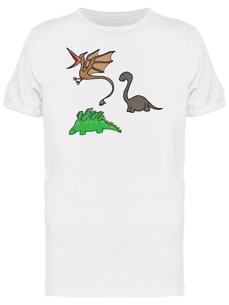 Cartoon Dinosaurs Hand Drawn T-Shirt for Men - Casual Graphic Tee for Everyday Wear & Dinosaur Lovers