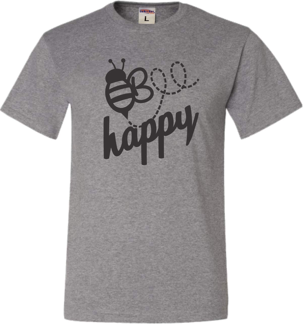 Go All Out Adult Bee Happy T-Shirt - Funny Bee Lover Graphic Tee for Men & Women - Casual Summer Cotton Shirt for Beekeepers, Gardeners & Nature Enthusiasts