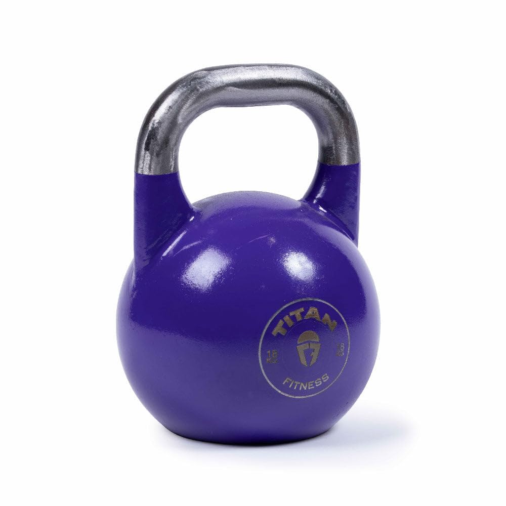 Titan Fitness Competition Kettlebell - Single Piece Cast Iron, KG Markings for Weightlifting, Strength Training & Full Body Workouts - Perfect for Home Gym, CrossFit & Functional Fitness Training