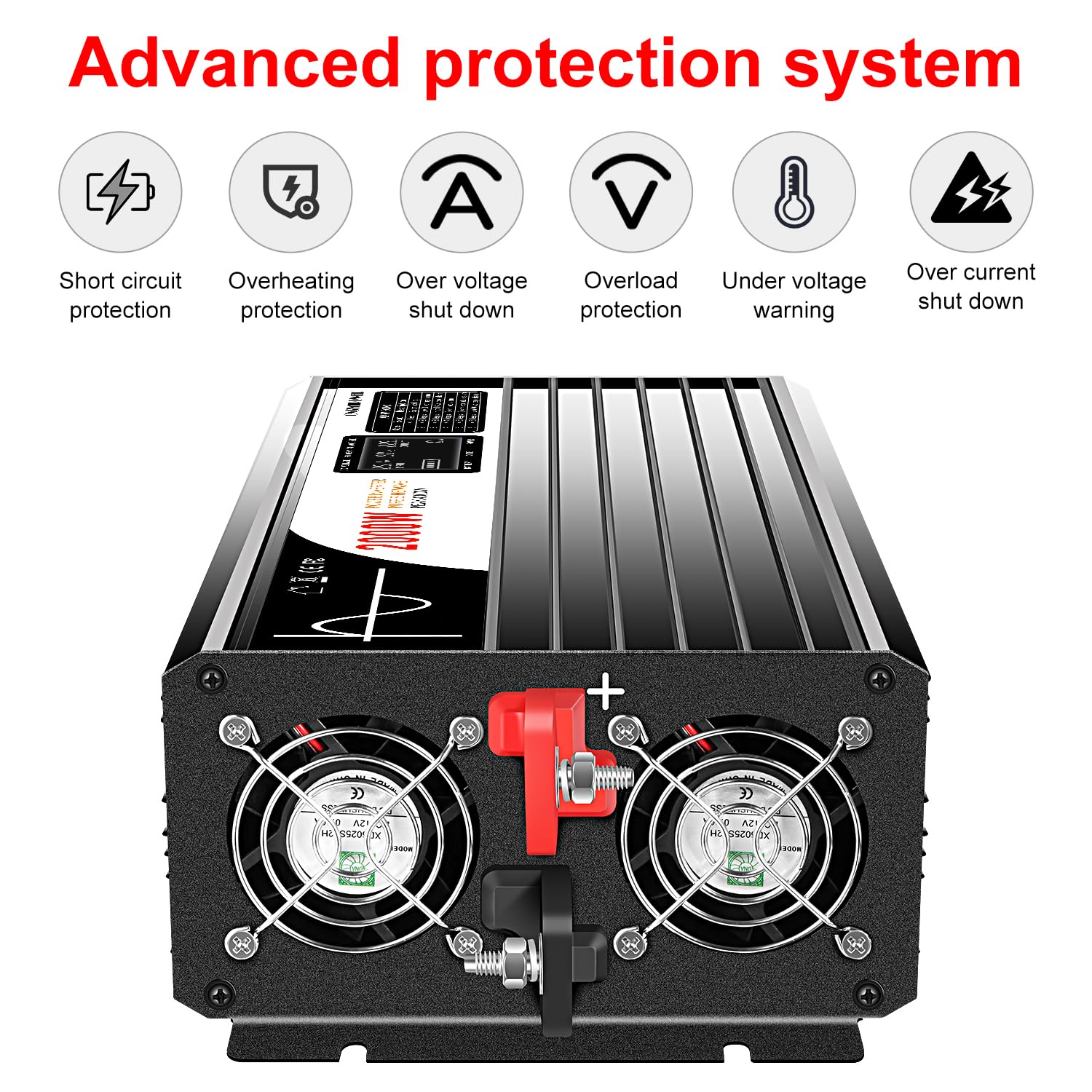 2000W Pure Sine Wave Power Inverter DC 36V to AC 120V 60Hz Solar Converter for Home, RV & Car Use - DC Input 30V-45V - Perfect for Solar Systems, Camping & Emergency Power Backup