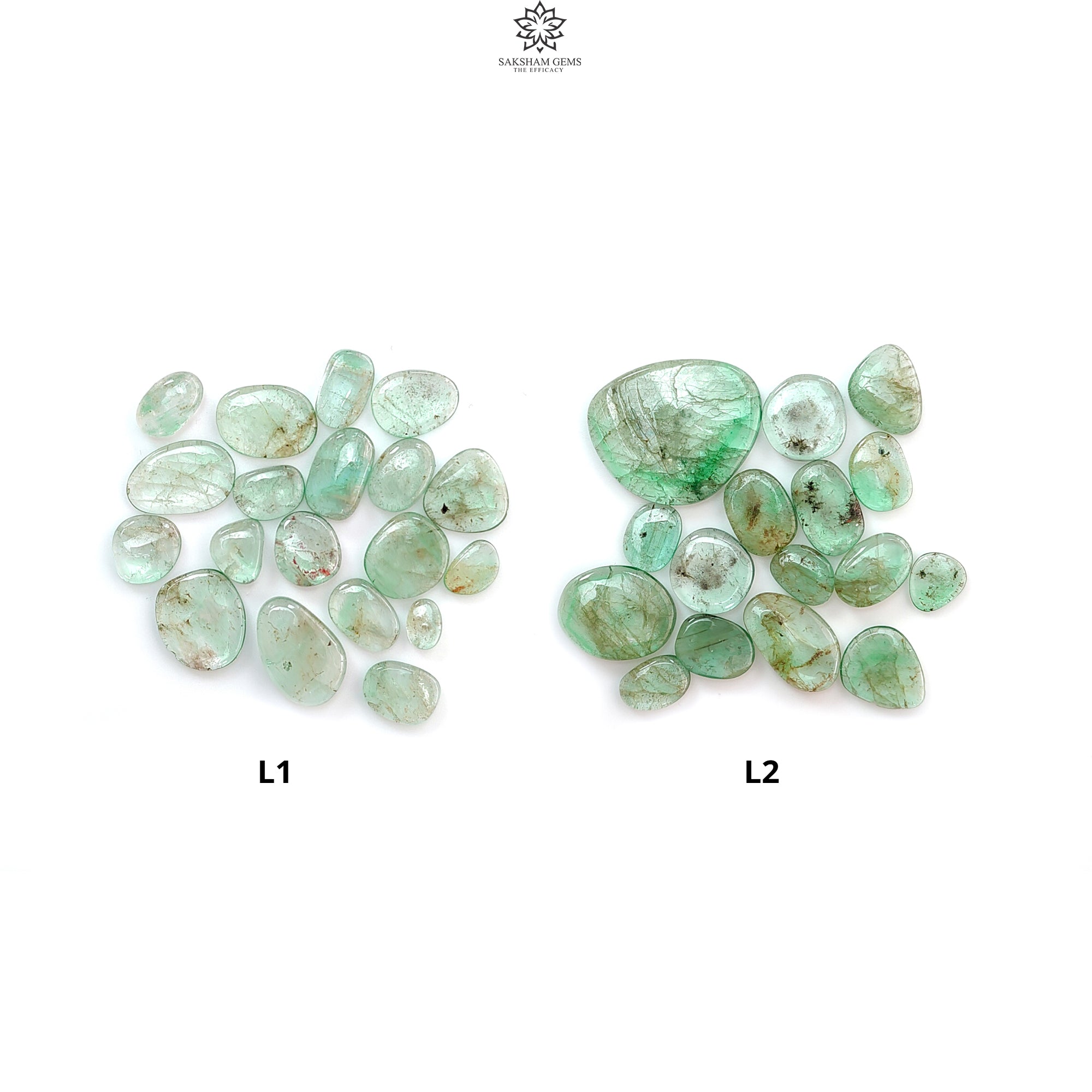 Natural Untreated Emerald Gemstone Cabochon - 16pcs/19pcs Fancy Shape May Birthstone for Jewelry Making, Rings, Necklaces & DIY Crafts