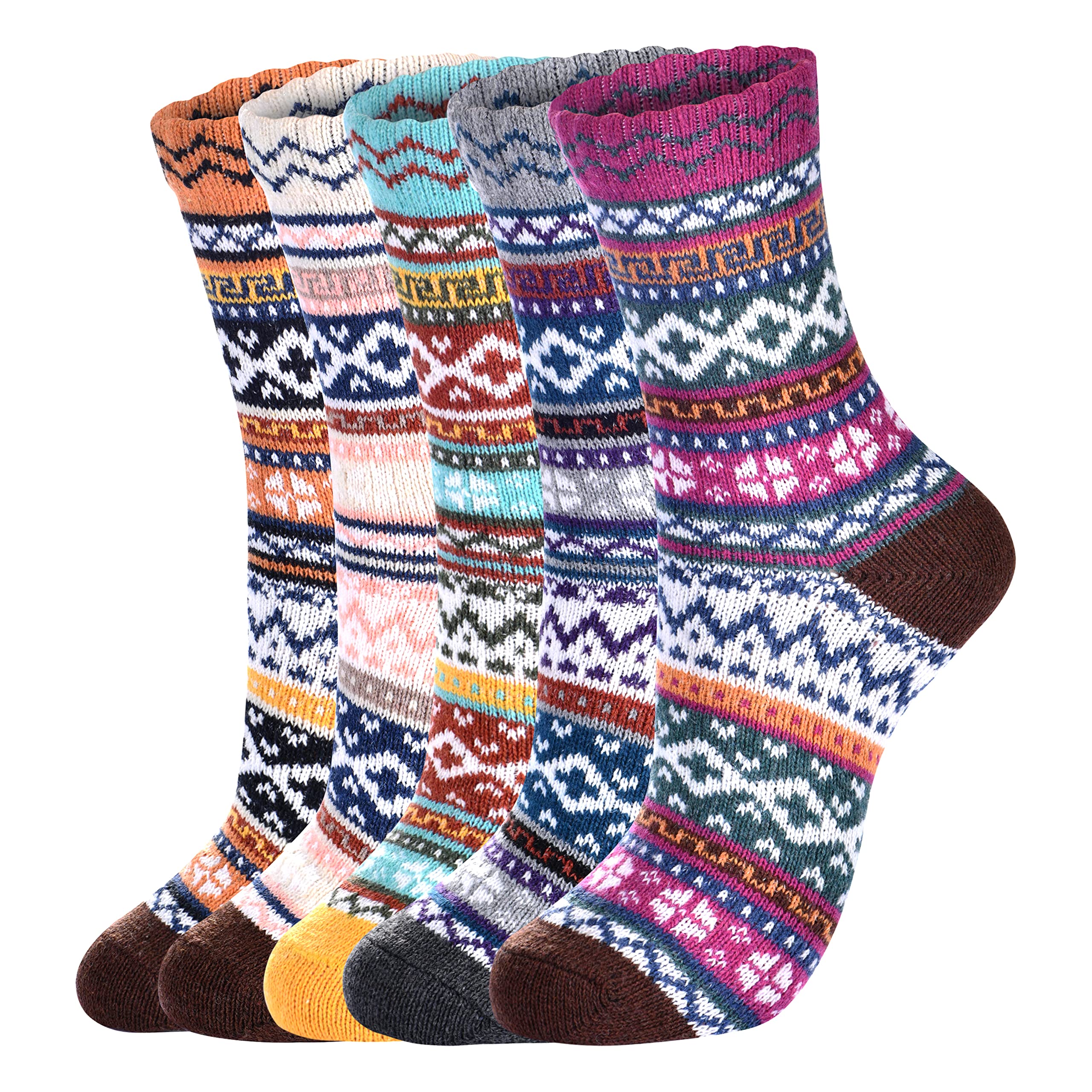 Women's Wool Socks - 5 Pairs Ultra Soft & Warm Thermal Hiking Socks for Winter Outdoor Activities, Camping & Snow Sports