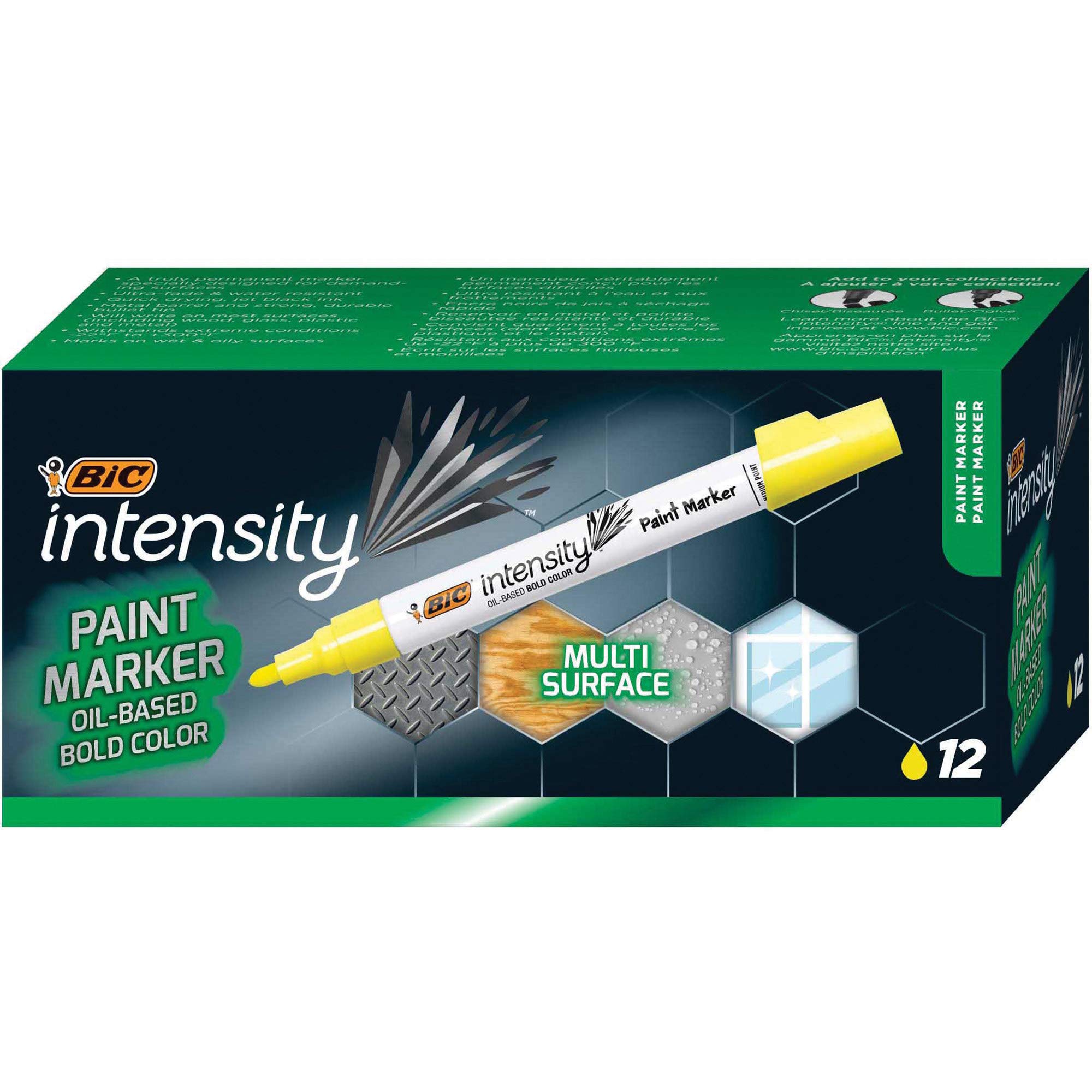 BIC Intensity Fine Point Paint Markers - Vibrant Yellow for Art, DIY Projects & Signage - Ideal for Canvas, Wood, Metal & Glass