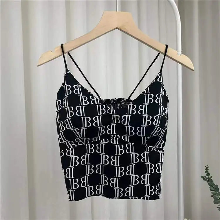 Y2K Women's Korean Fashion Leopard Print Camisole Top - Sexy Corset Crop Tank Top for Summer, Coquette Style, Ice Silk Padded Design | Perfect for Parties, Beach Outings & Casual Wear