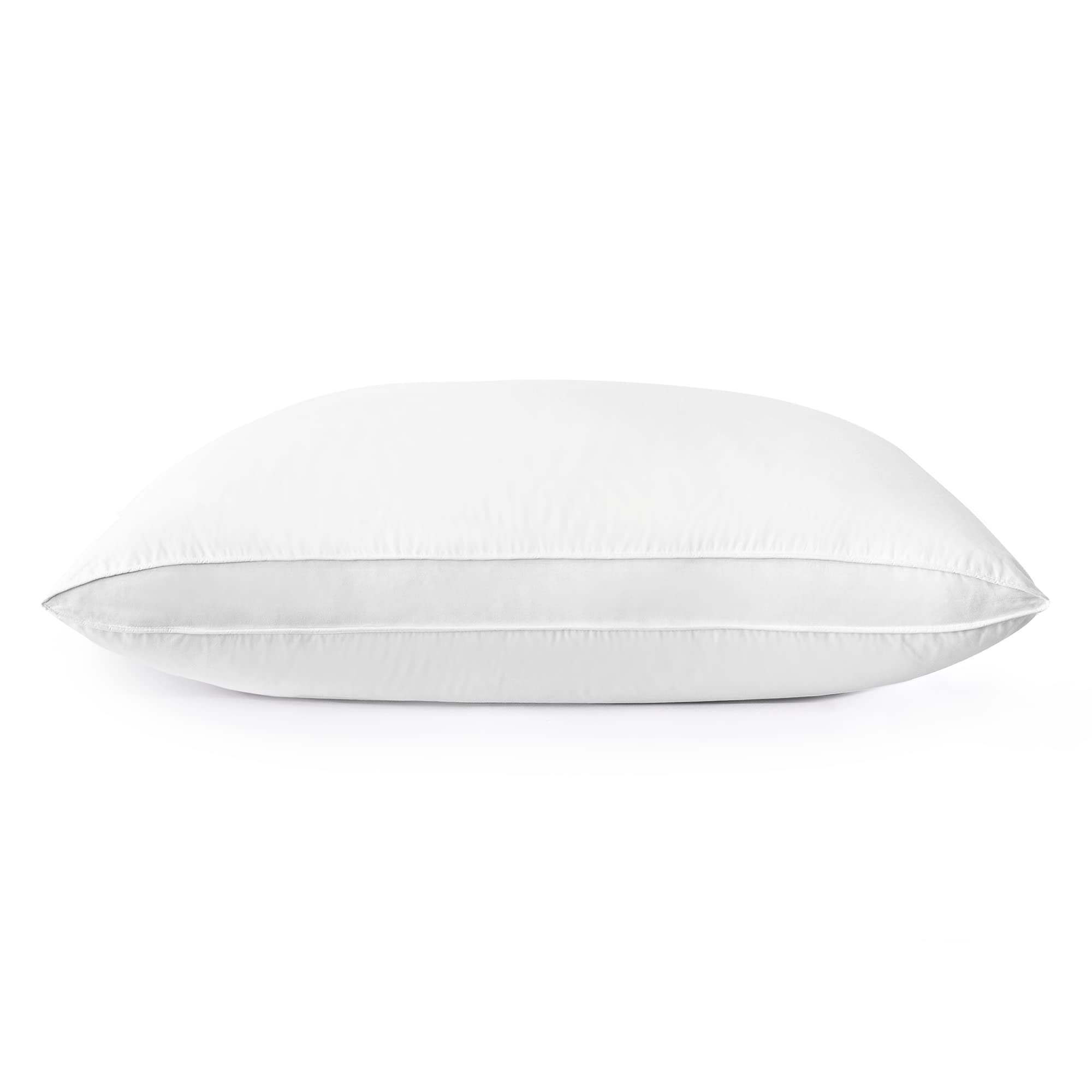 Puredown® Standard Size Down Pillow - Medium Support Gusseted Feather Pillow for Back Sleepers - 1 Pack (18x26 Inches, White Oval) - Perfect for Side & Back Sleepers, Hotel-Quality Comfort for Bedroom & Guest Room