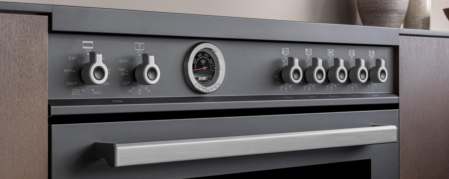 Bertazzoni PRO365ICFEPGIT 36 Inch 5-Zone Induction Range with Cast Iron Griddle & Self-Cleaning Electric Oven in Giallo Yellow - Perfect for Modern Kitchens and Professional Cooking
